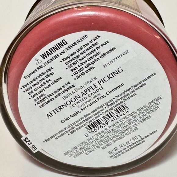 AFTERNOON APPLE PICKING 3 Wick Candle - Picture 3 of 3